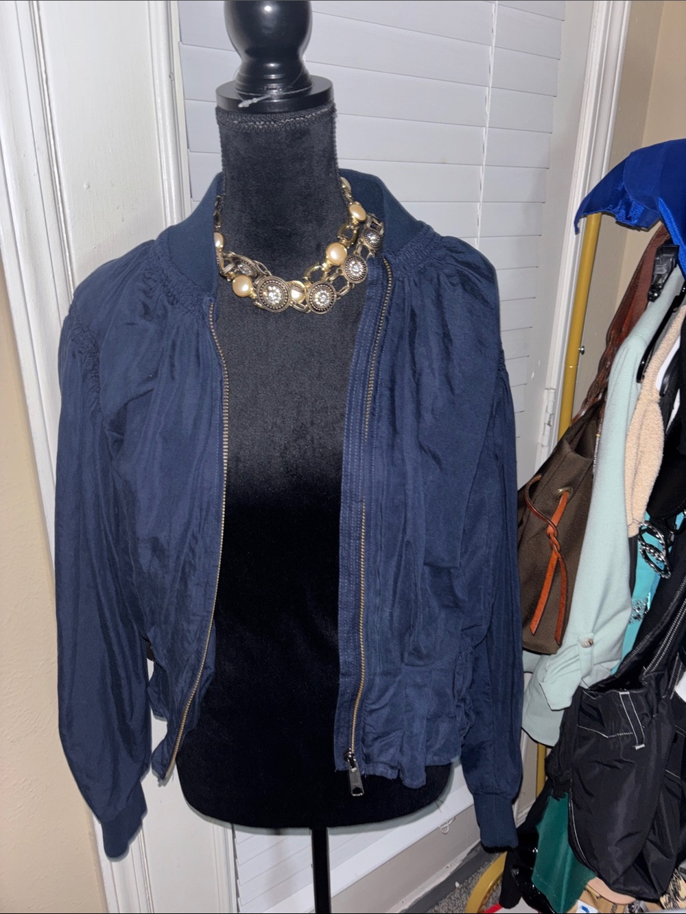 NWOT Frame Navy Bomber Jacket - Women size M(Neiman Marcus)